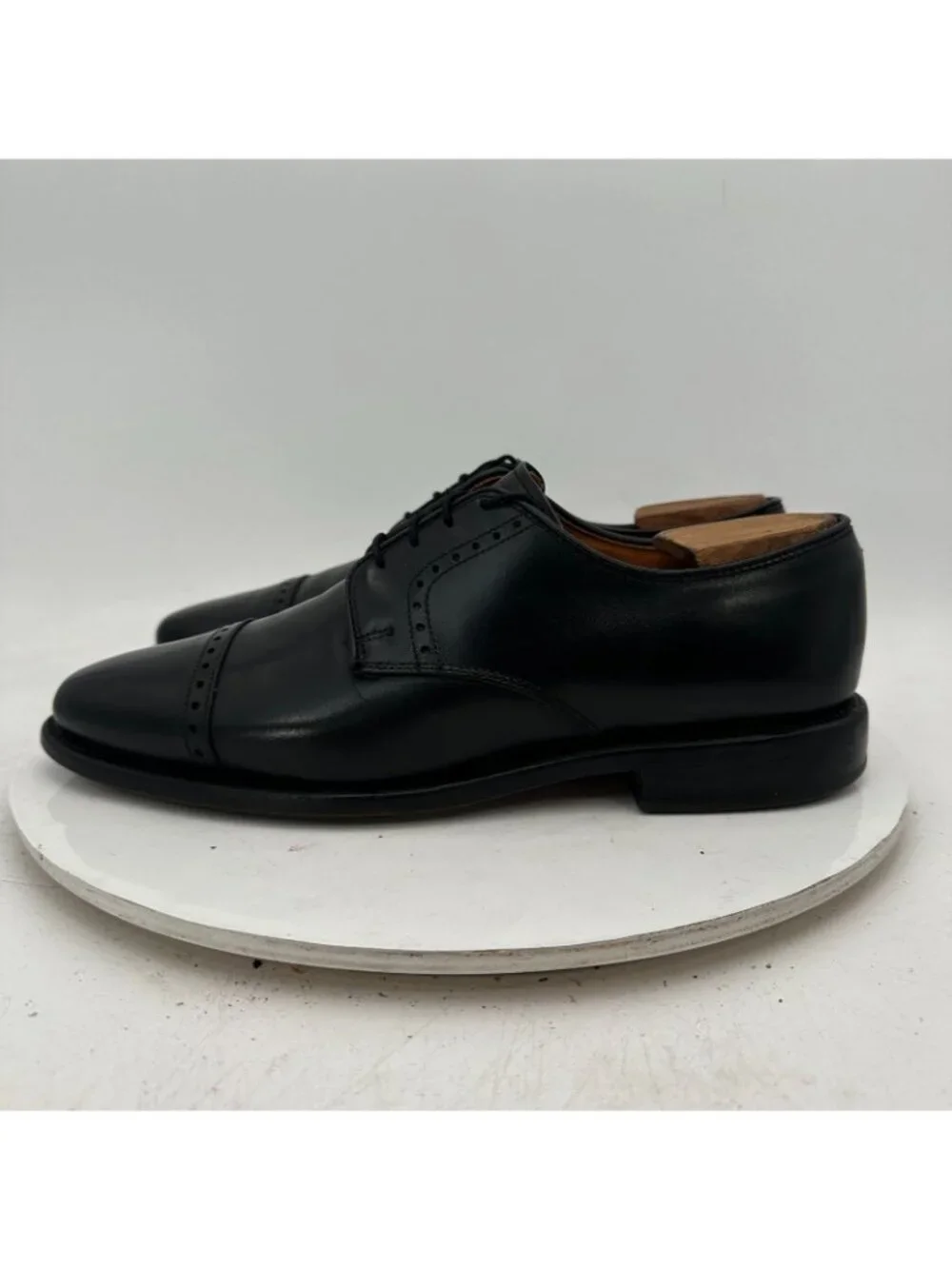Allen Edmonds Clifton Men Size 7D Black Leather Wingtip Cap Toe Derby Dress Shoe